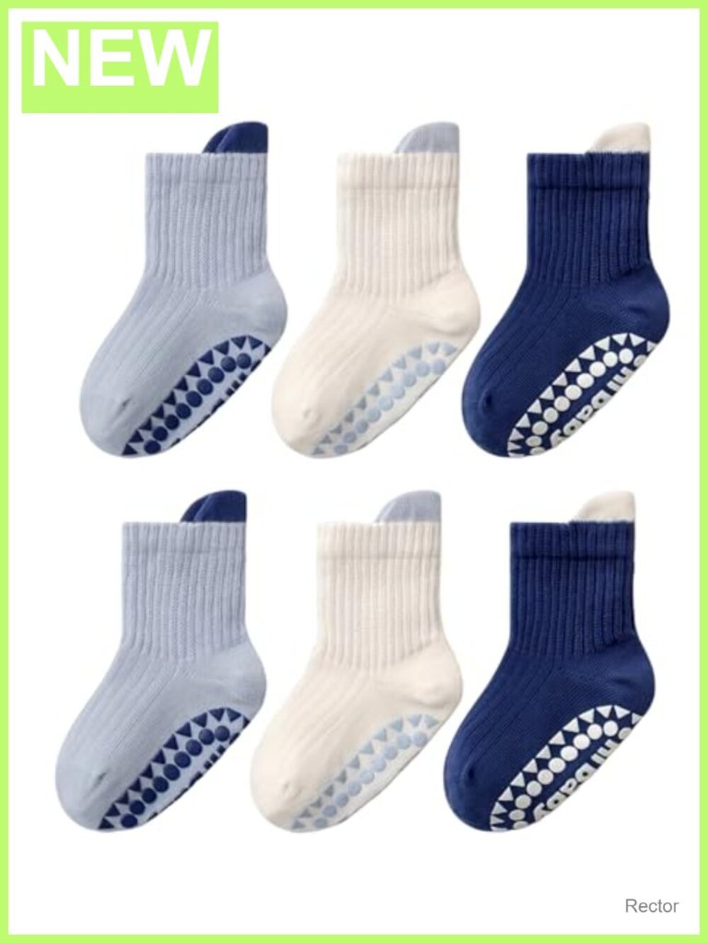 Toddler Baby Boy Grip Socks 6 Pairs Non Slip Combed Cotton Crew Socks